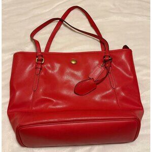 Coach Peyton Genuine Leather Zip Top Tote Bag Persimmon Red #F27349 11.5" Tall